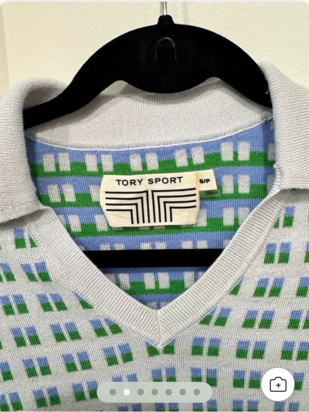 Tory Sport Woman’s Light Blue Patterned V-Neck Sweater - Like New